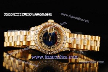 Rolex TriROL384 Datejust Blue/Diamond Dial Yellow Gold Watch