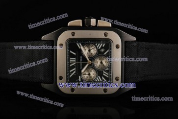 Cartier TriCAR373 Santos 100 Chrono Black Nylon PVD Watch Quartz