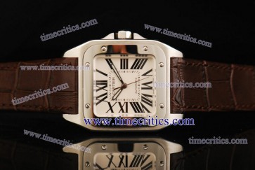 Cartier TriCAR402 Santos 100 Medium 1:1 Brown Leather Steel Watch
