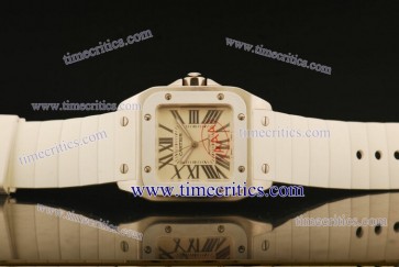 Cartier TriCAR405 Santos 100 Medium 1:1 White Rubber Steel Watch