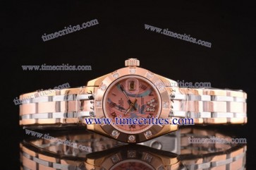 Rolex TriROL1255 Datejust PearlMaster Pink Dial Three Tone Watch