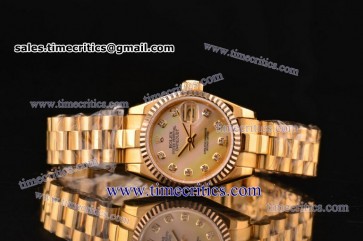 Rolex TriROL460 Datejust Pink Mop Dial Yellow Gold Watch