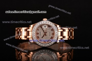 Rolex TriRO030 Datejust Pearlmaster 36mm Diamonds Dial Diamonds Bezel Full Rose Gold Watch (BP)