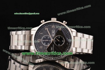 IWC TriIWCP2215 Portuguese Chrono Black Dial Steel Watch