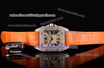 Cartier Tri0807044 Santos 100 42MM WM500951 White Steel/Diamond Watch