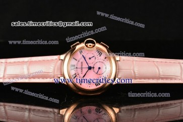 Cartier TriCAR89027 Ballon Bleu De Medium Chrono Pink Dial Rose Gold Watch