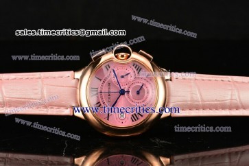 Cartier TriCAR89028 Ballon Bleu De Medium Chrono Pink Leather Rose Gold Watch