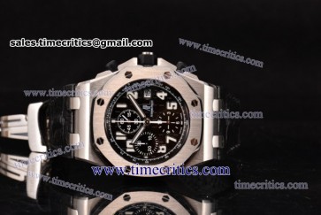 Audemars Piguet TriAP89076 Royal Oak Offshore Black Themes Chrono Black Dial Black Leather Steel Watch 