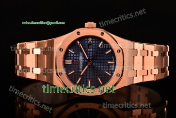 Audemars Piguet TriAP89208 Royal Oak Lady 33mm Blue Dial Full Rose Gold Watch (EF)