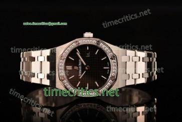 Audemars Piguet TriAP89218 Royal Oak Lady 33mm Black Dial Diamonds Bezel Full Steel Watch (EF)
