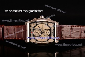 IWC TriIWC89079 Da-Vinci Chronograph White Dial Brown Leather Steel Watch