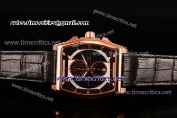 IWC TriIWC89082 Da-Vinci Chronograph Black Dial Black Leather Rose Gold Watch