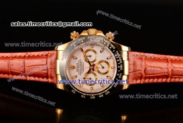 Rolex TriROX89234 Daytona Chronograph White Dial Stick Markers Brown Leather Yellow Gold Watch (BP)