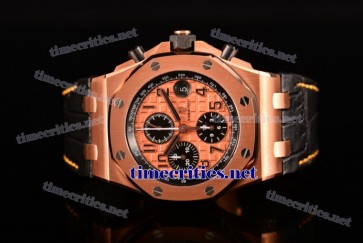 Audemars Piguet TriAP89252 Royal Oak Offshore Chronograph Rose Gold Dial Black Leather Rose Gold Watch (J12)