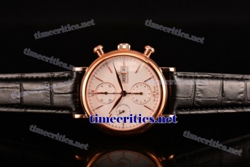 IWC TriIWC89099 Portofino Chrono White Dial Black Leather Rose Gold Watch