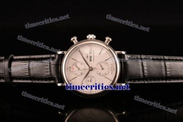 IWC TriIWC89103 Portofino Chrono White Dial Black Leather Steel Watch