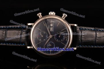 IWC TriIWC89105 Portofino Chrono Blue Dial Black Leather Steel Watch