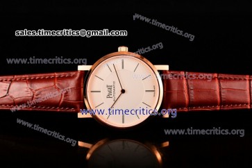 Piaget TriPIA99053 Altiplano White Dial Brown Leather Rose Gold Watch
