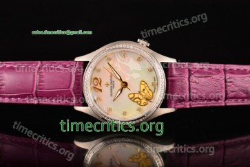 Vacheron Constantin TriVC89075 Metiers d'Art Pink MOP Dial Diamonds Bezel Purple Leather Steel Watch (YF)
