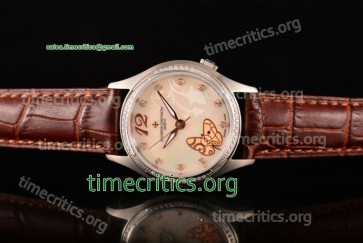 Vacheron Constantin TriVC89083 Metiers d'Art White MOP Dial Diamonds Bezel Brown Leather Steel Watch (YF)