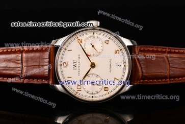 IWC TriIWC89132 Portuguese Automatic White Dial Brown Leather Steel Watch (ZF)