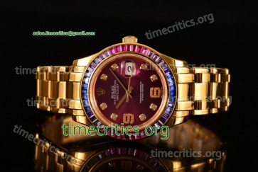 Rolex TriROX89324 Datejust Pearlmaster Purple Dial Diamonds Bezel Yellow Gold Watch (BP)