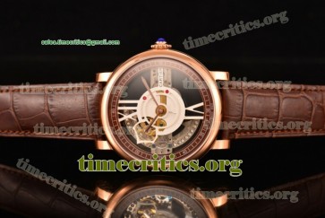 Cartier TriCAR89259 Rotonde De Cartier Brown/Skeleton Dial Brown Leather Rose Gold Watch
