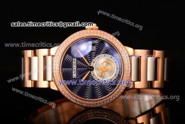 Cartier TriCAR89278 Rotonde De Blue Dial Diamonds Bezel Rose Gold Watch