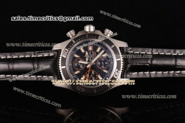 Breitling TriBRL8920 Superocean a1334102/ba85-1lt Black Dial Black Leather Steel Watch