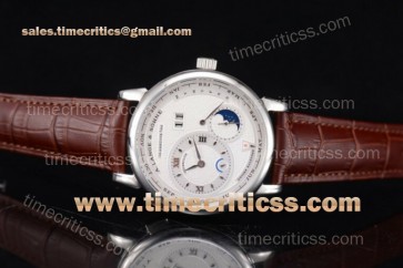 A.Lange&Sohne TriALS99064 Lange 1 Tourbillon Perpetual Calendar White Dial Brown Leather Steel Watch