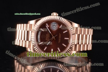 Rolex TriROX89494 Day Date II Brown Dial Rose Gold Watch (BP)