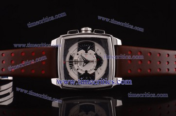 Tag Heuer TcrTHM364 Monaco Mikrograph White/Black Dial Brown Leather Strap Steel Watch