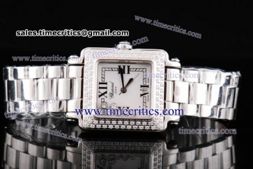 Chopard Trichp238 Happy Sport Classic Square 7 Floating Diamonds Diamond Watch White Dial