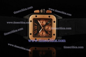 Cartier TriCAR366 Santos 100 Chrono Black Nylon PVD Rose Gold Watch