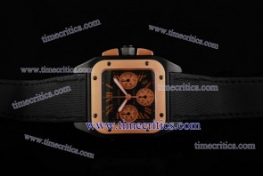 Cartier TriCAR368 Santos 100 Chrono 1:1 Black Nylon PVD Rose Gold Watch A7750