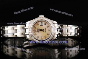 Rolex TriROL1247 Datejust PearlMaster Yellw MOP Dial Steel Watch