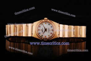 Omega TriOGA110 Constellation Ladies 28mm Rose Gold White MOP Watch