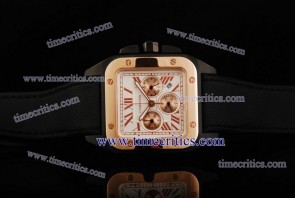 Cartier TriCAR369 Santos 100 Chrono Black Nylon PVD Rose Gold Watch Quartz