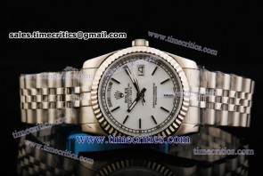 Rolex TriROL549 Day Date White Dial Steel Watch