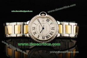 Cartier CBB022 Ballon Bleu Large Steel Yellow Gold Diamond Watch 