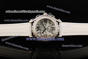 Chopard Trichp269 Happy Sport Chrono Steel Diamond Watch White MOP Dial