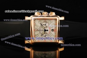 Franck Muller TriFRM038 Conquistador White Guilloche Dial Rose Gold Watch