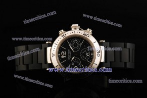 Cartier TriCAR182 Pasha Seatimer Chrono Black Rubber Steel Watch