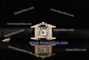 Cartier TriCAR428 Santos Galbee Black Leather Steel Watch