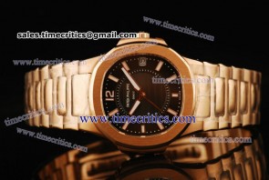 Patek Philippe TriPP124 Nautilus Black Dial Rose Gold Watch