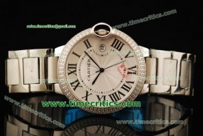 Cartier CBB034 Ballon Bleu Large Steel Diamond Watch 