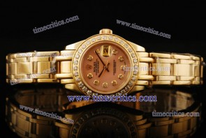 Rolex TriROL1254 Datejust PearlMaster Pink Dial Yellow Gold Watch