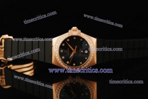 Omega TriOGA119 Constellation 35mm Black Rubber Rose Gold Diamond Watch