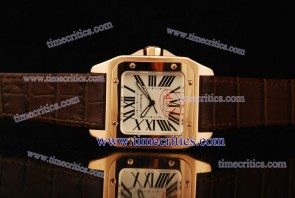 Cartier TriCAR407 Santos 100 Medium 1:1 Brown Leather Rose Gold Watch