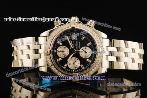 Breitling TriBRL482 Chronomat Evolution Diamond Black Dial Steel Watch 
